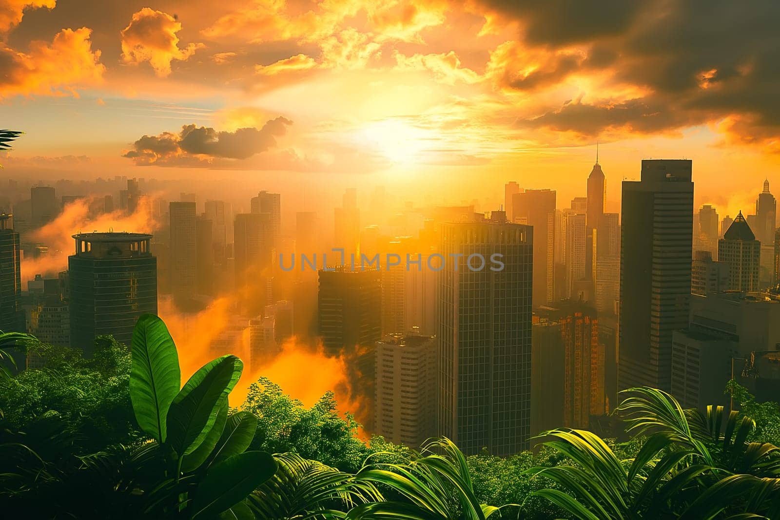Sustainable living and the harmonious integration of nature within urban environments. Concepts related to green energy, renewable resources, and sustainable urban development.