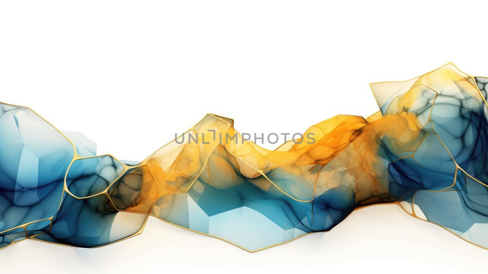 Abstract watercolor artwork mixed with buzzy geometric shapes for background of social media banner generative AI image