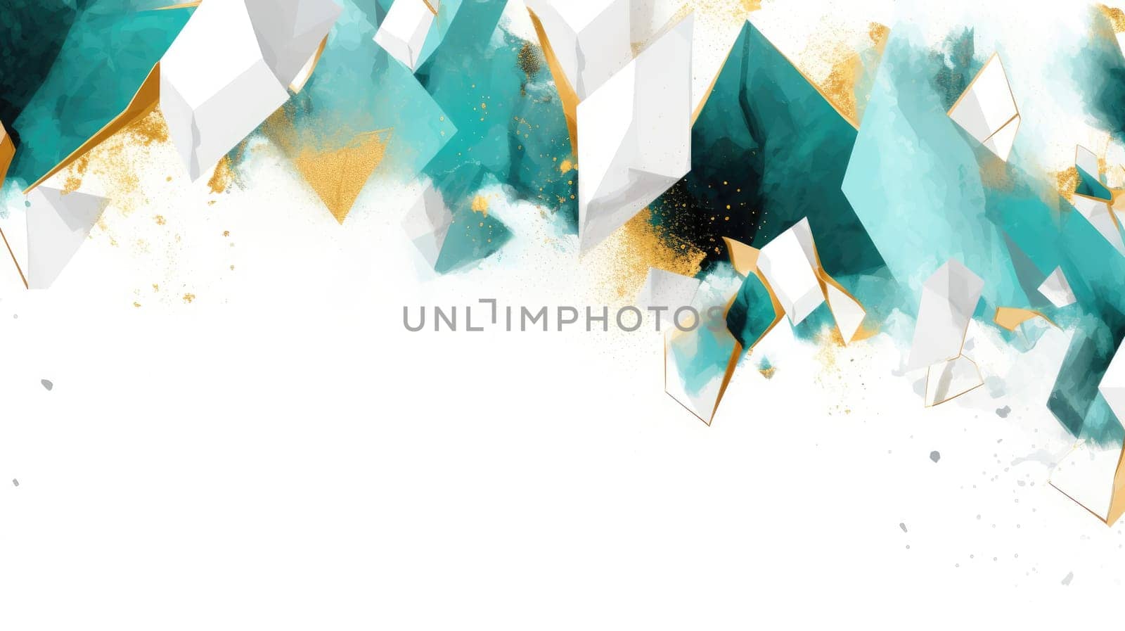 Abstract watercolor artwork mixed with buzzy geometric shapes for background of social media banner generative AI image