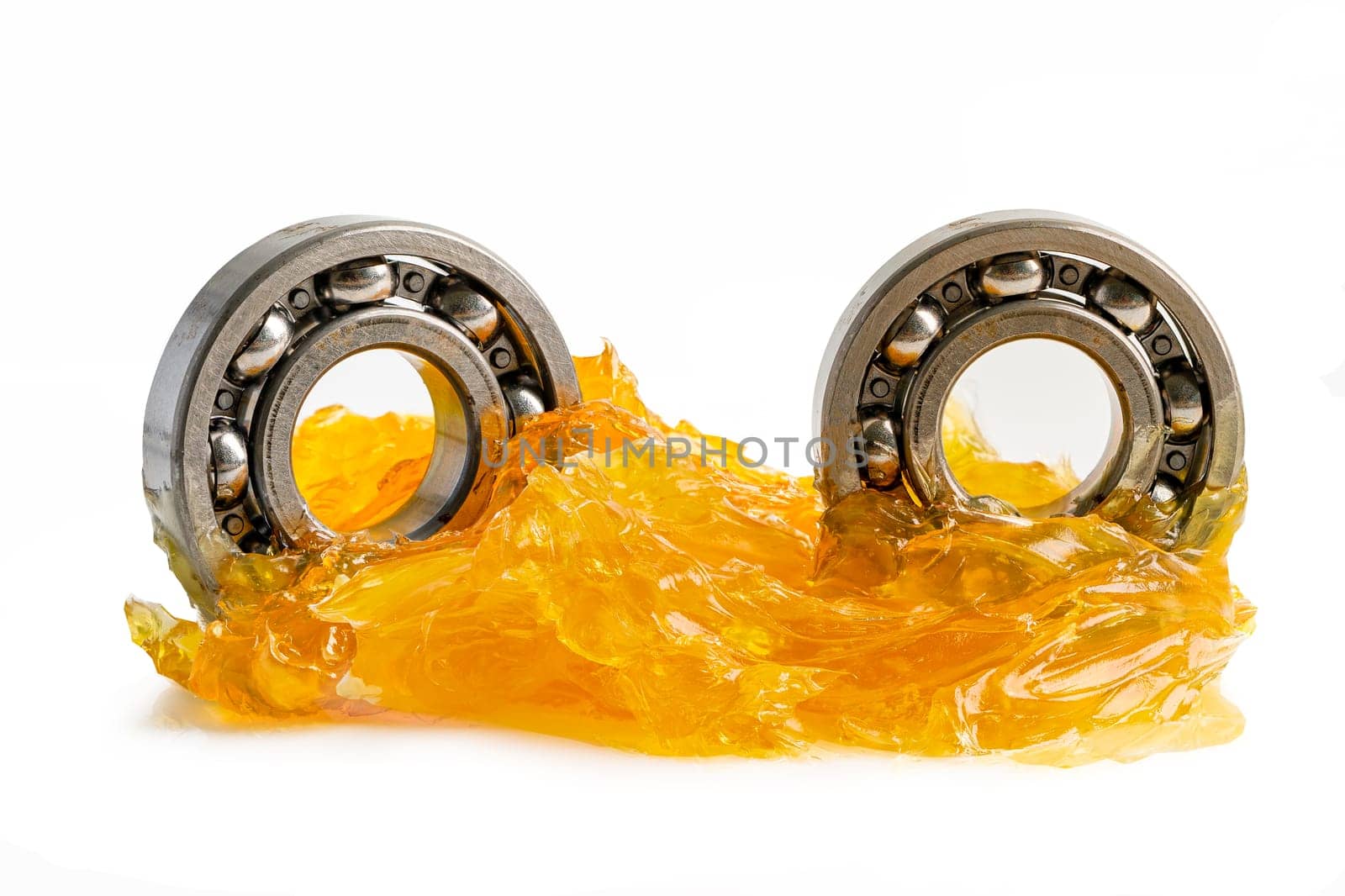 Ball bearing stainless with grease lithium machinery lubrication for automotive and industrial  isolated on white background.