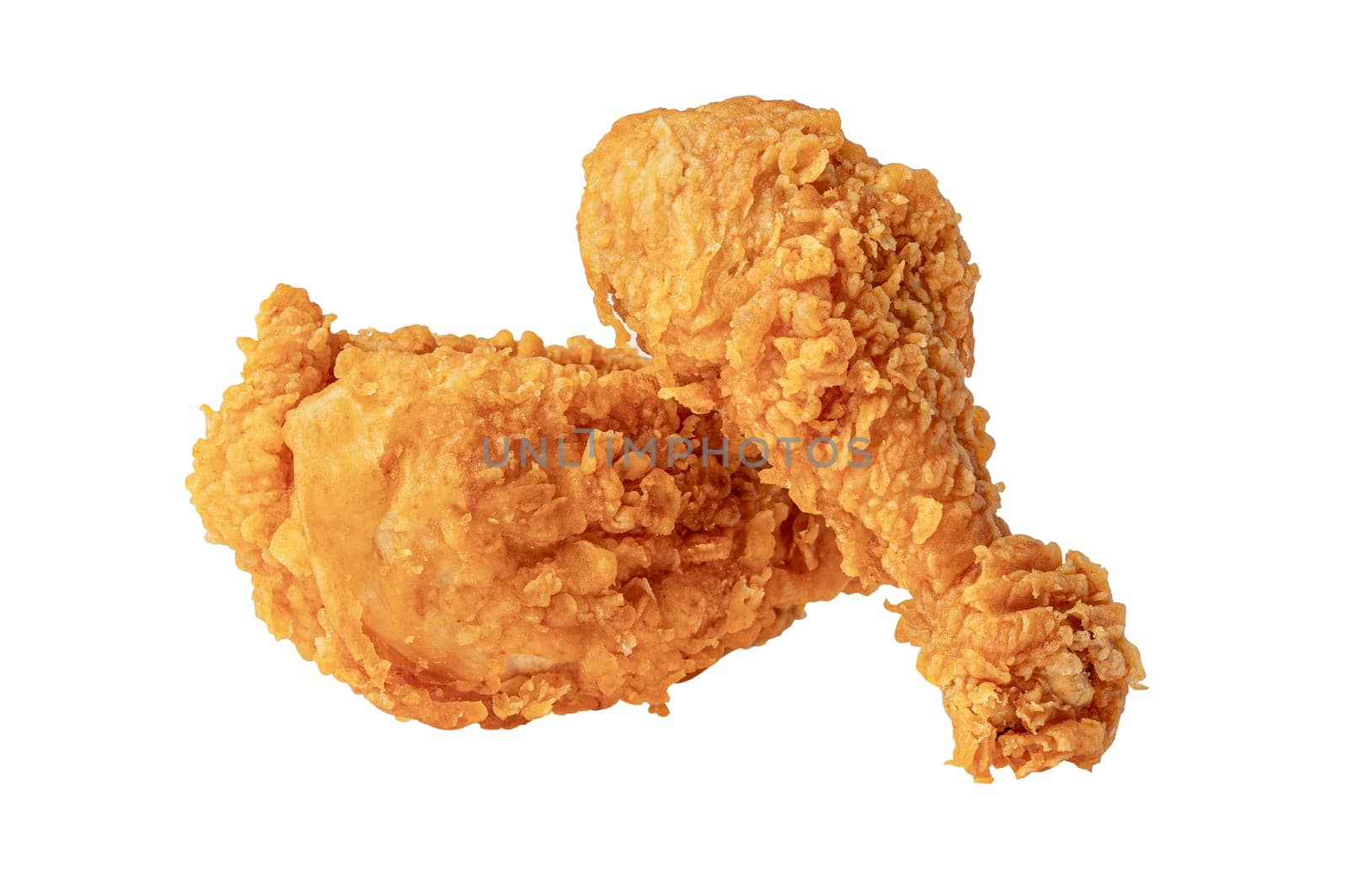 Fried chicken isolated on white background with clipping path, junk food snack.