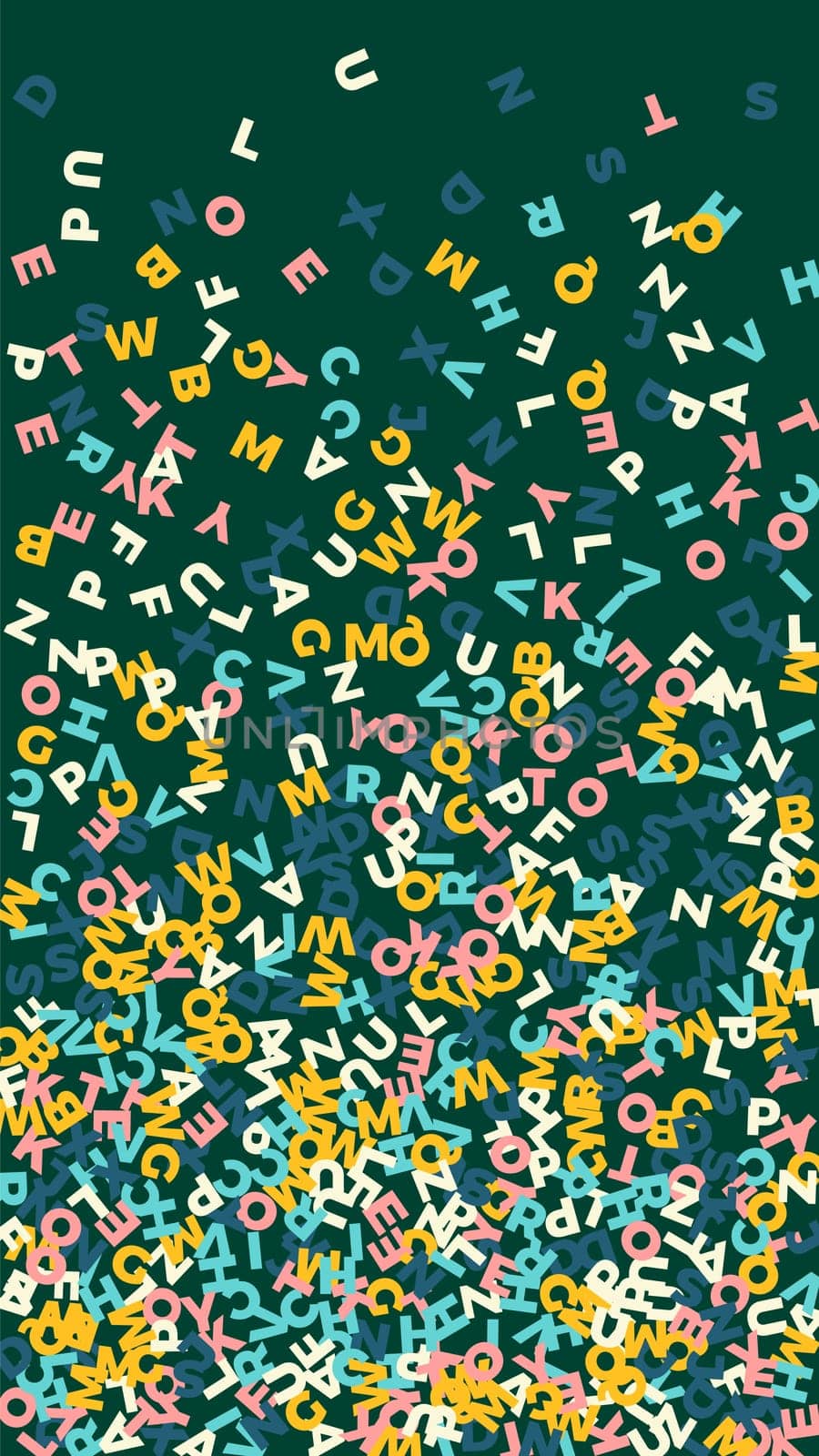School notebook cover. Colorful childish floating letters of Latin alphabet. Foreign languages study concept. Back to school banner .