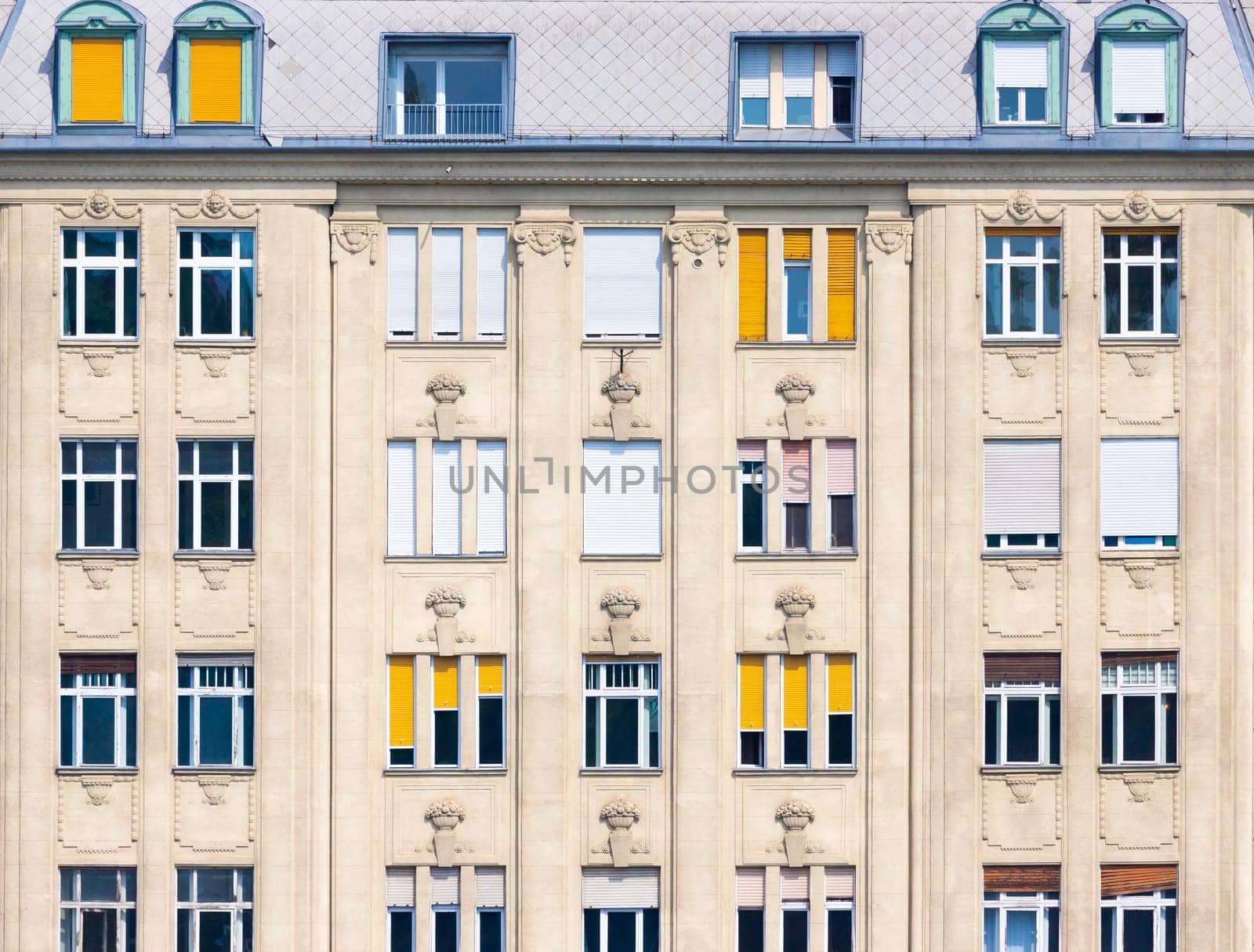 Facade of an old residential building in Budapest