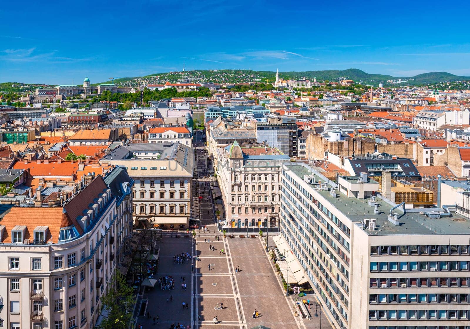 Cityscape of Budapest, Hungary. A panoramic view from St. Stephen's Basilica