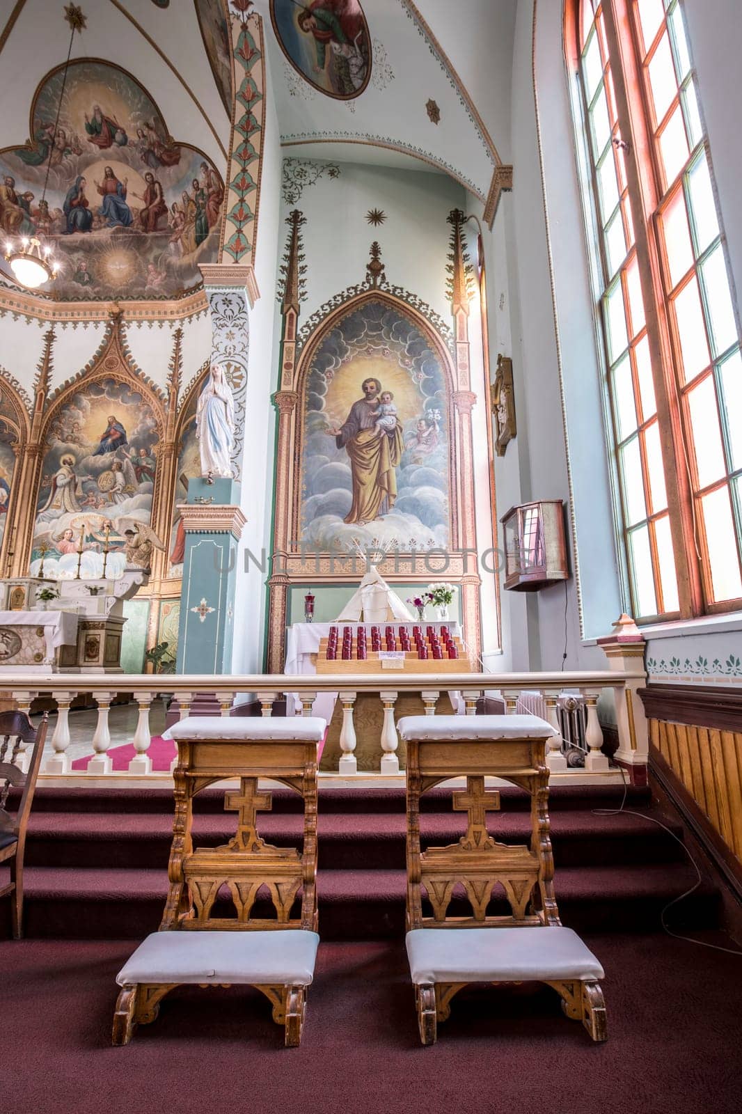 The interior beauty of the St. Ignatius catholic mission in St. Ignatius, Montana.