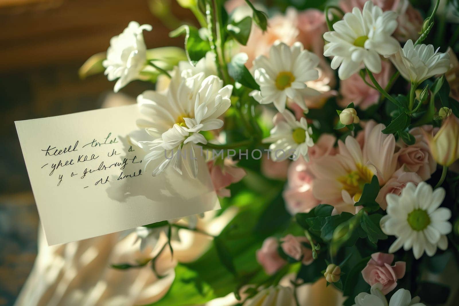 Personalized Handwritten Notecard on Sympathy Flowers, Heartfelt Condolences.