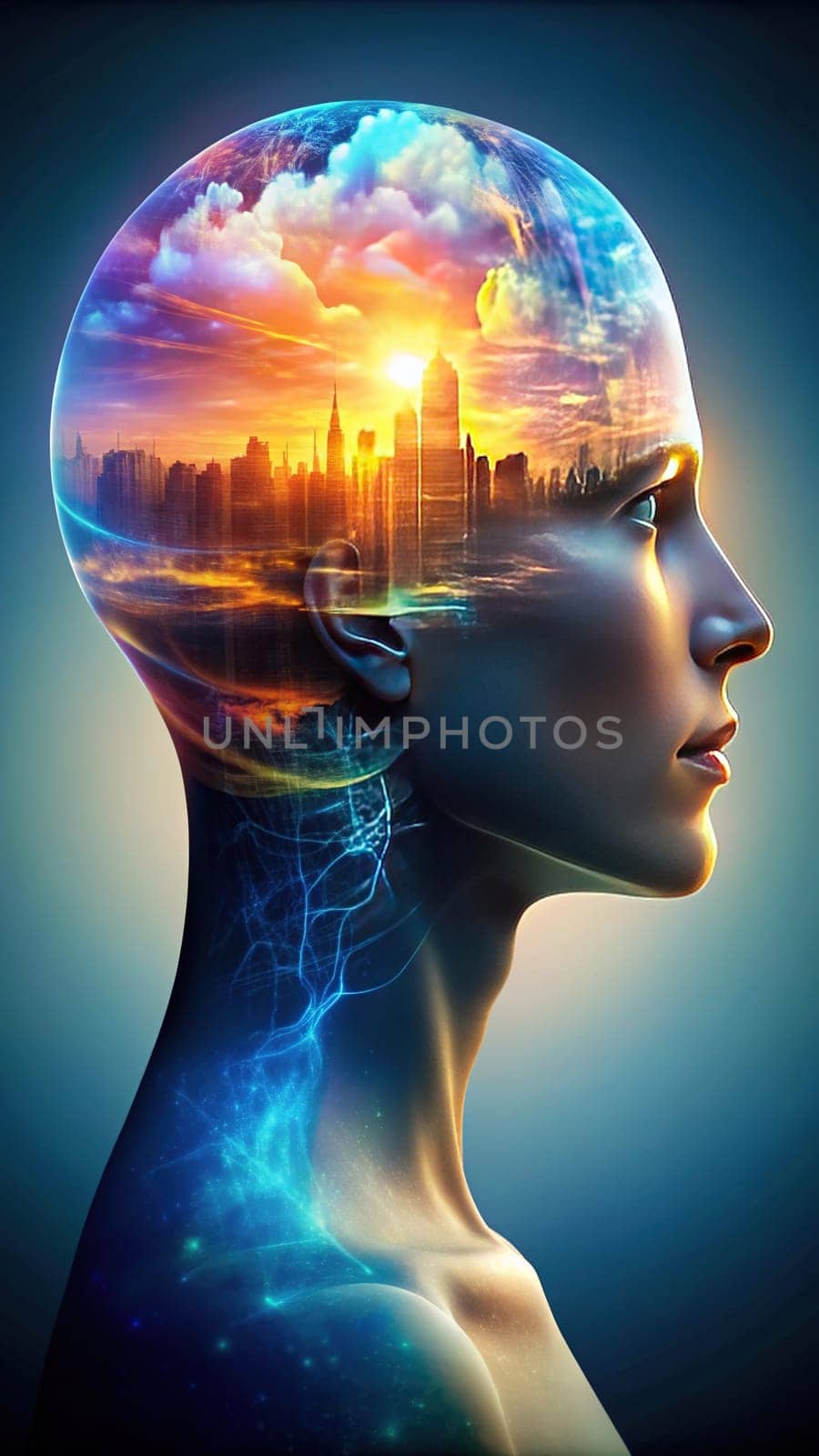 Layers of the Mind. A Visual Exploration. Captures a multi-layered silhouette of a human head profile, symbolizing the depth and complexity of mental processes. Perfect for projects related to psychology, identity, and cognitive science.
