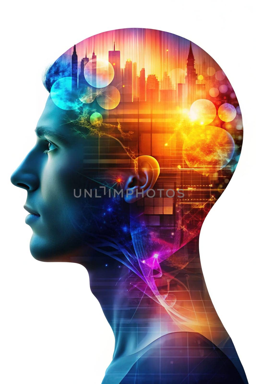Layers of the Mind. A Visual Exploration. Captures a multi-layered silhouette of a human head profile, symbolizing the depth and complexity of mental processes. Perfect for projects related to psychology, identity, and cognitive science.