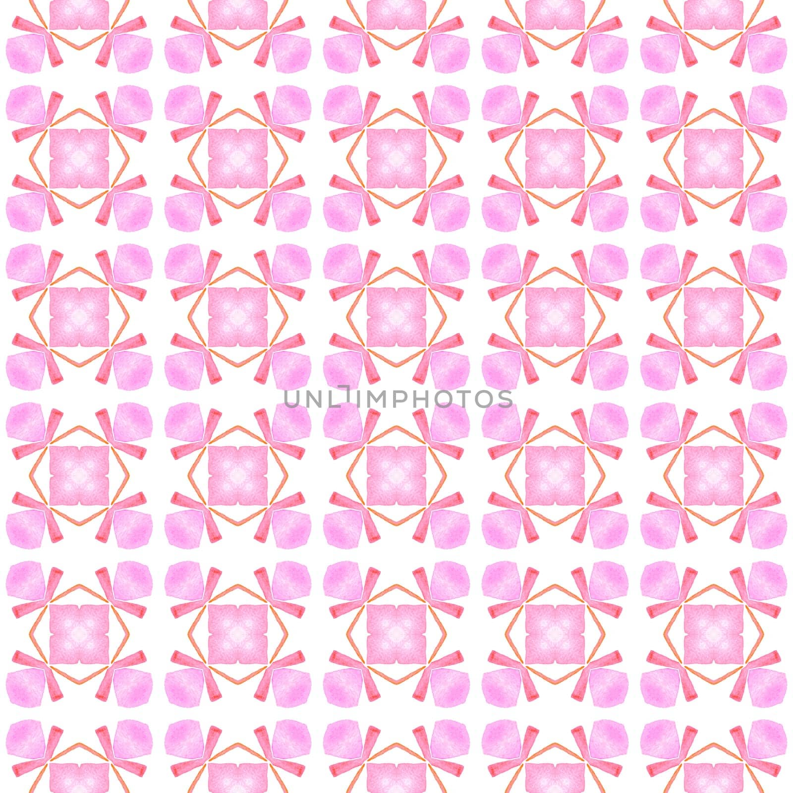 Textile ready interesting print, swimwear fabric, wallpaper, wrapping. Orange excellent boho chic summer design. Watercolor medallion seamless border. Medallion seamless pattern.