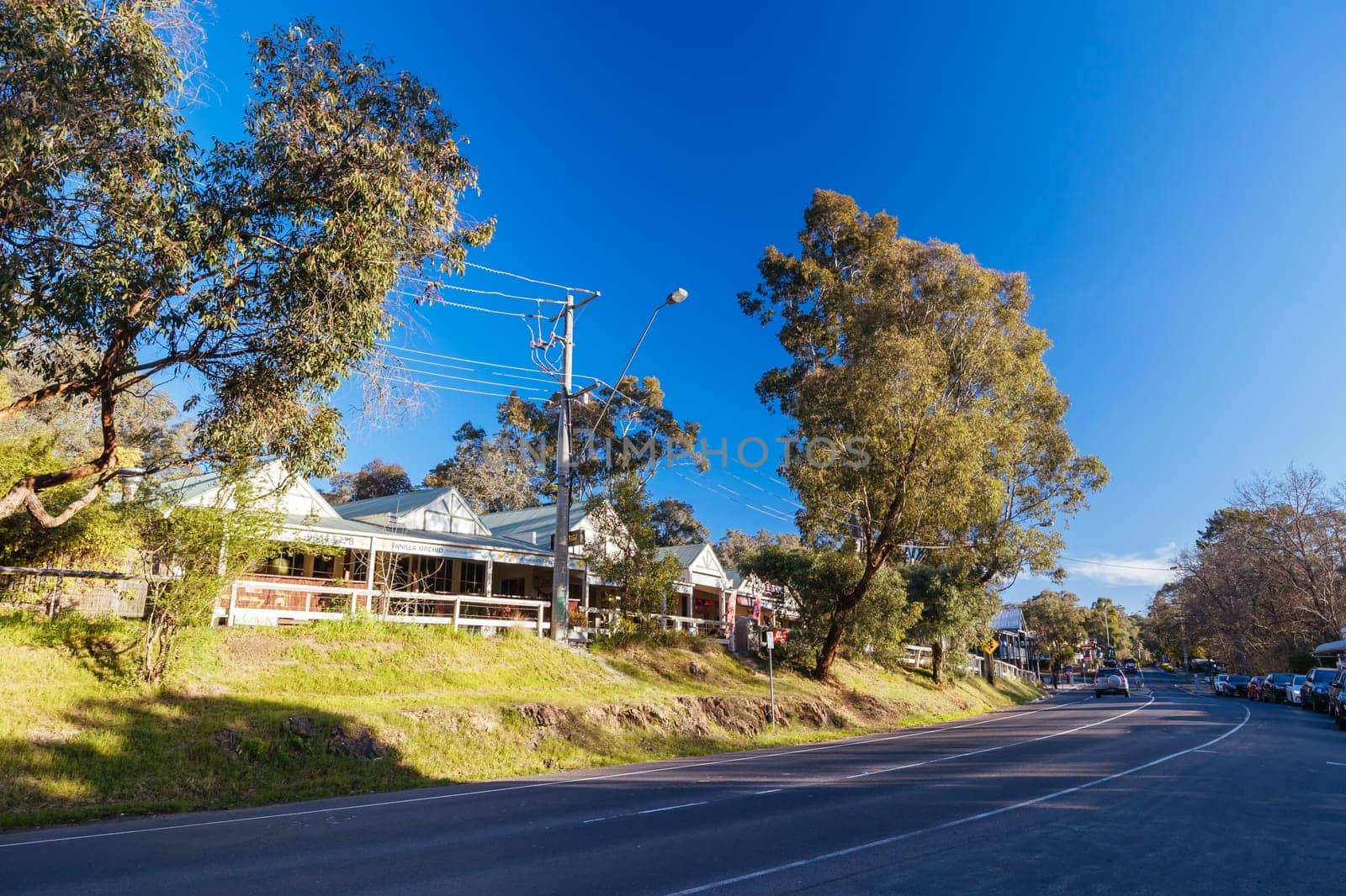 WARRANDYTE, AUSTRALIA - AUGUST 11 2024: The quaint tourist country town of Warrandyte on a winter's day in Victoria, Australia