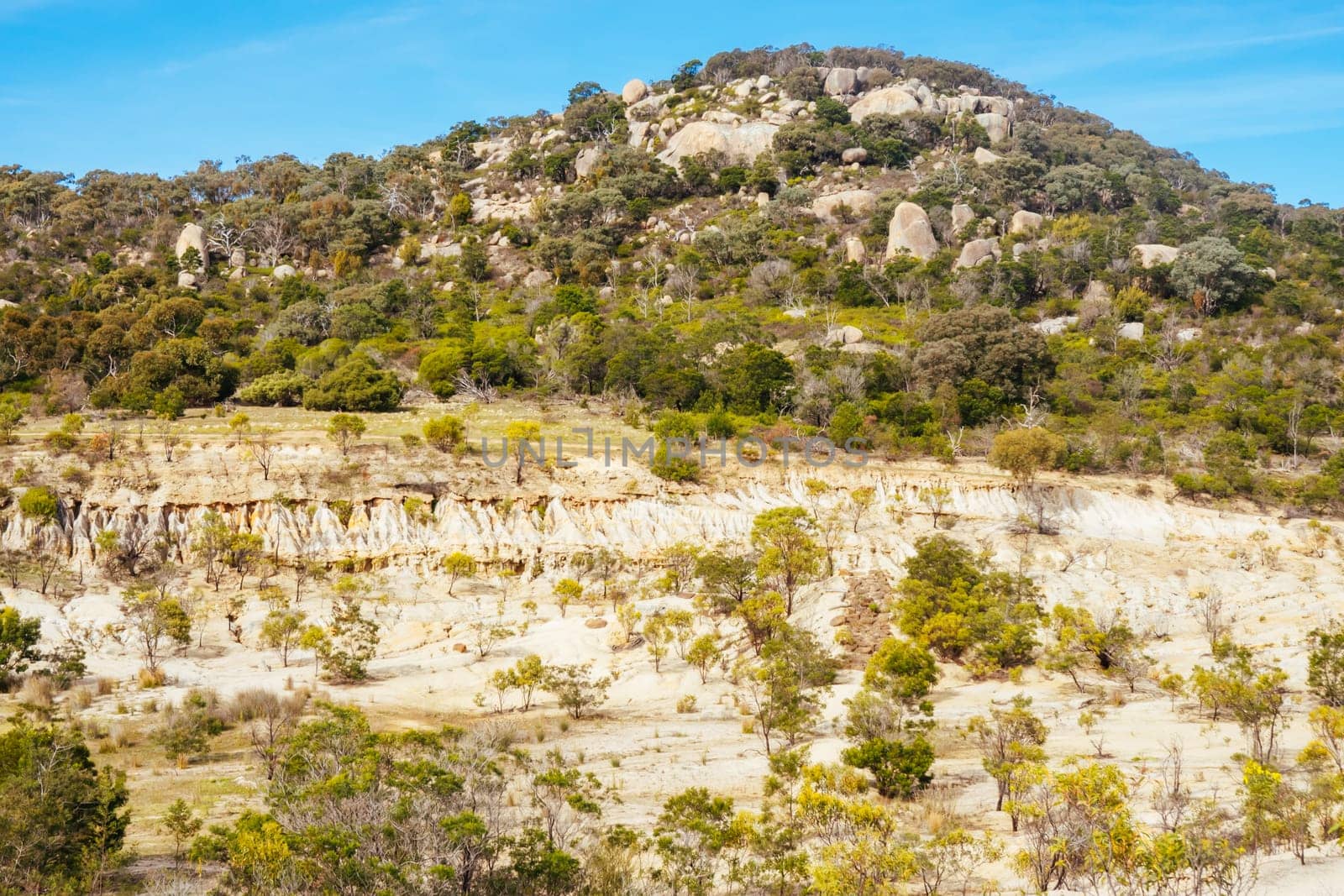 The popular You Yangs mountain bike park and Kurrajong area on a hot autumn day in Little River, Victoria, Australia