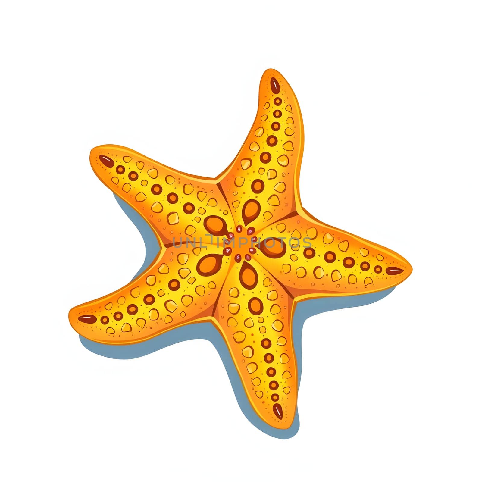 A vivid orange starfish with textured arms is displayed on a smooth surface, showcasing its unique patterns and colors in a natural, serene environment.