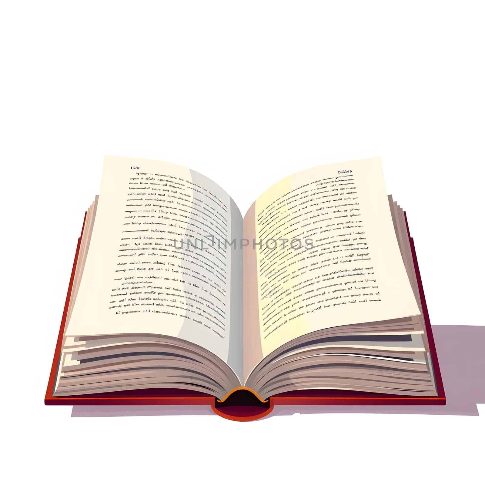 An open book lies on a smooth surface, showcasing pages filled with printed text. The layout emphasizes the book's thick spine and unique color, inviting readers to explore its content.
