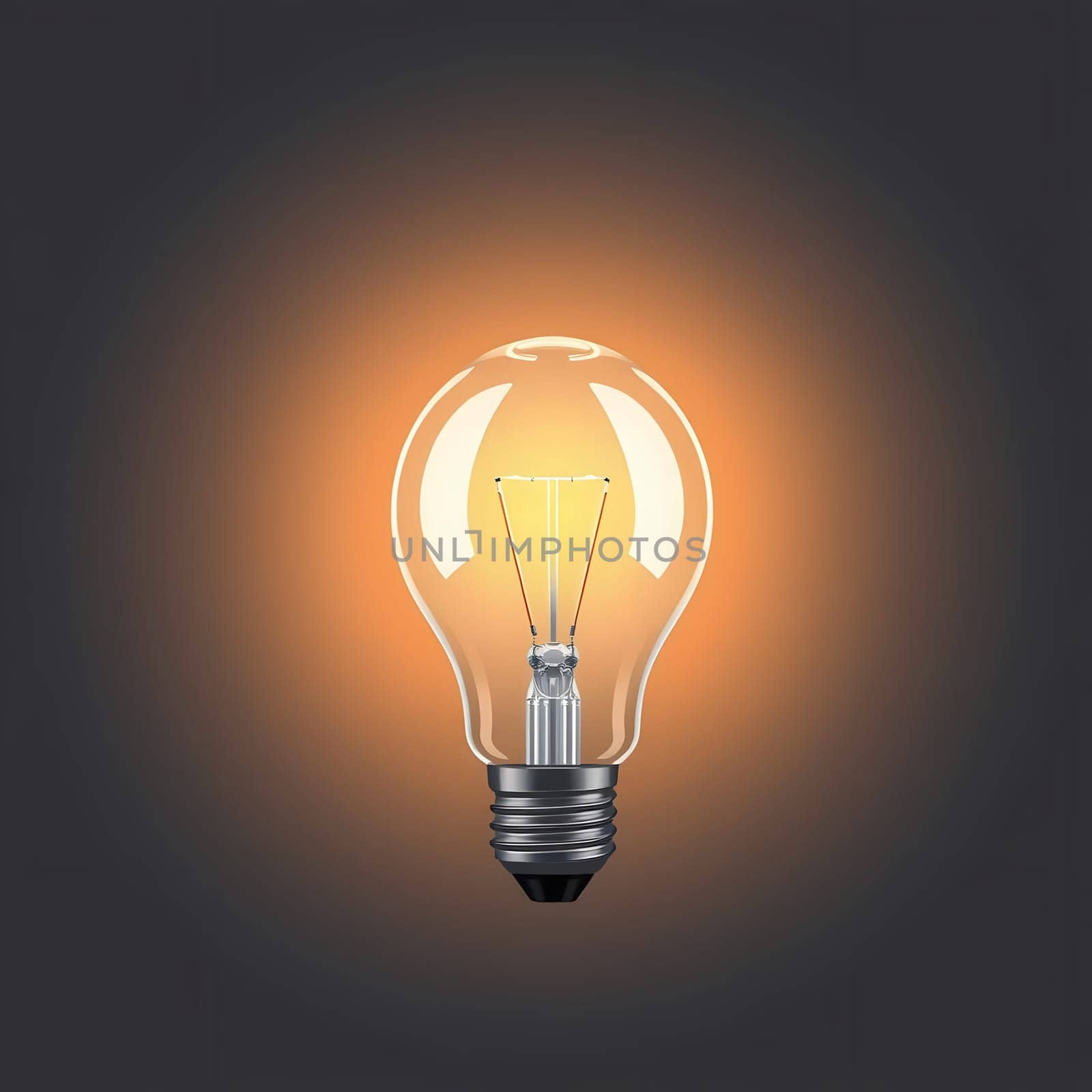 A light bulb glows brightly in the darkness, casting a warm light. This visual emphasizes the contrast between the bulb and its shadowy surroundings, creating a striking effect.