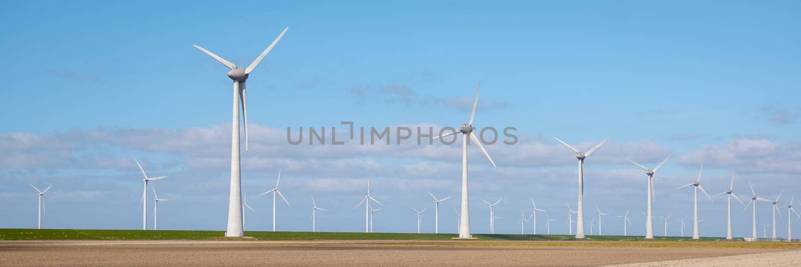 Wind Turbines Windmill Energy Farm in the Netherlands