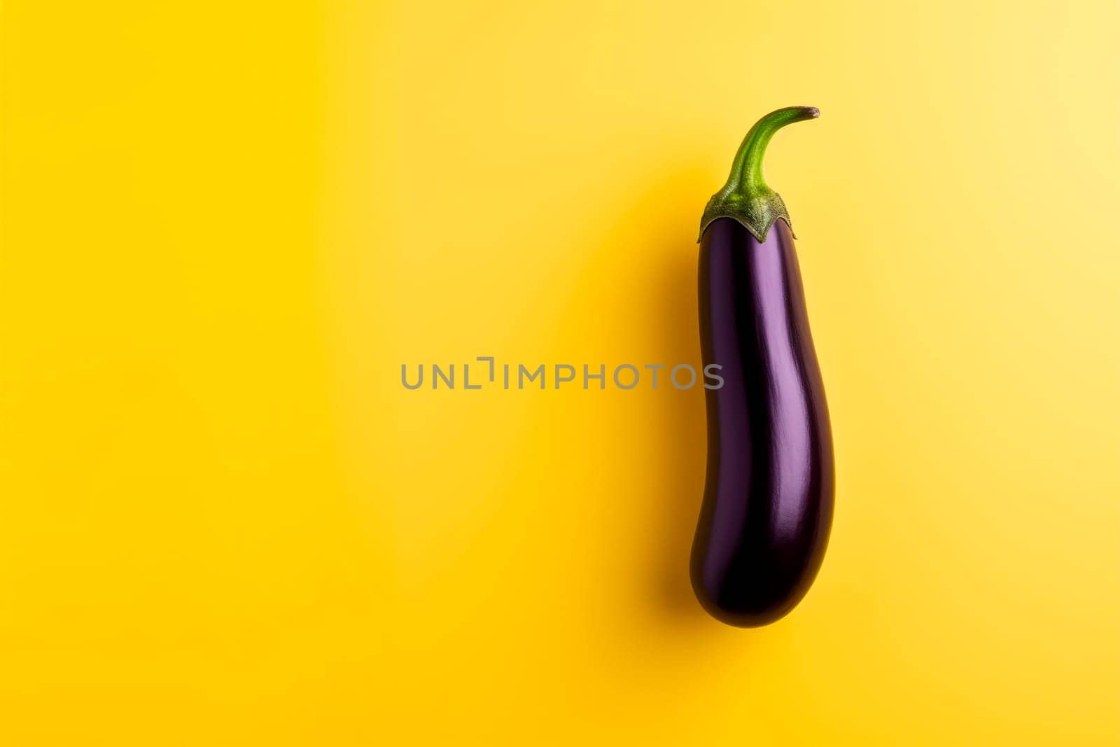 Ripe eggplant on a bright background. Minimalism.