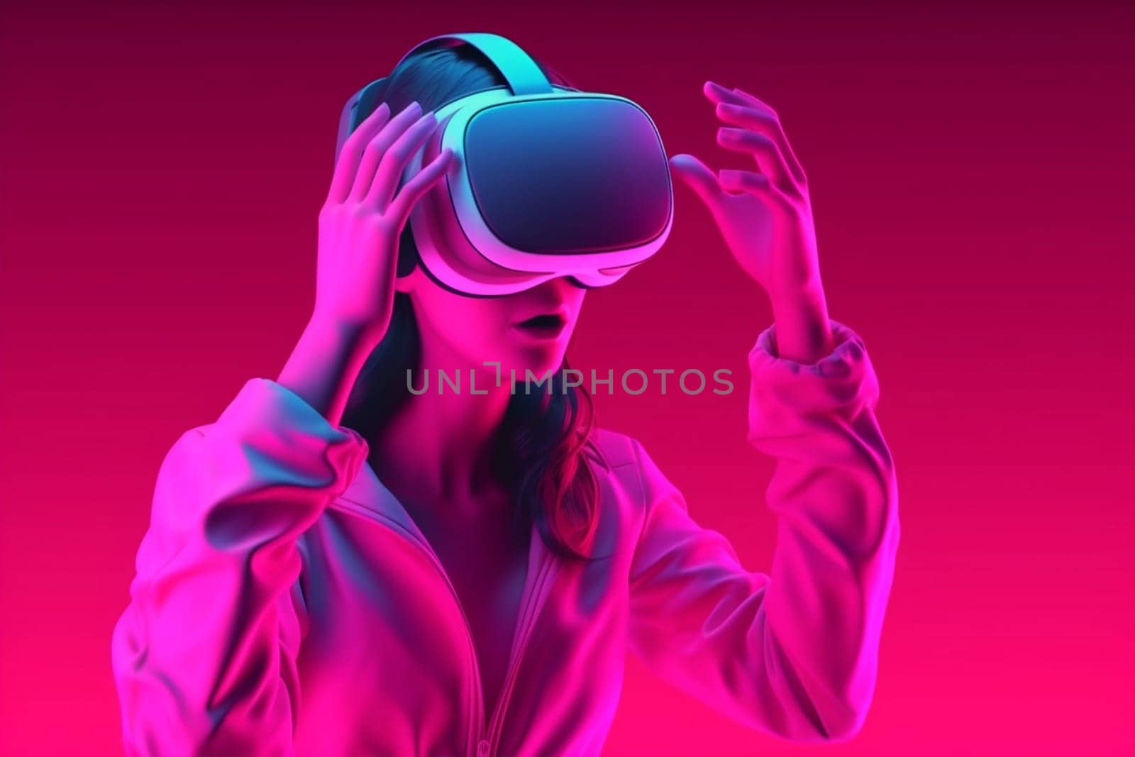 woman game reality virtual black innovation vr sport glasses neon digital. Generative AI. by Vichizh