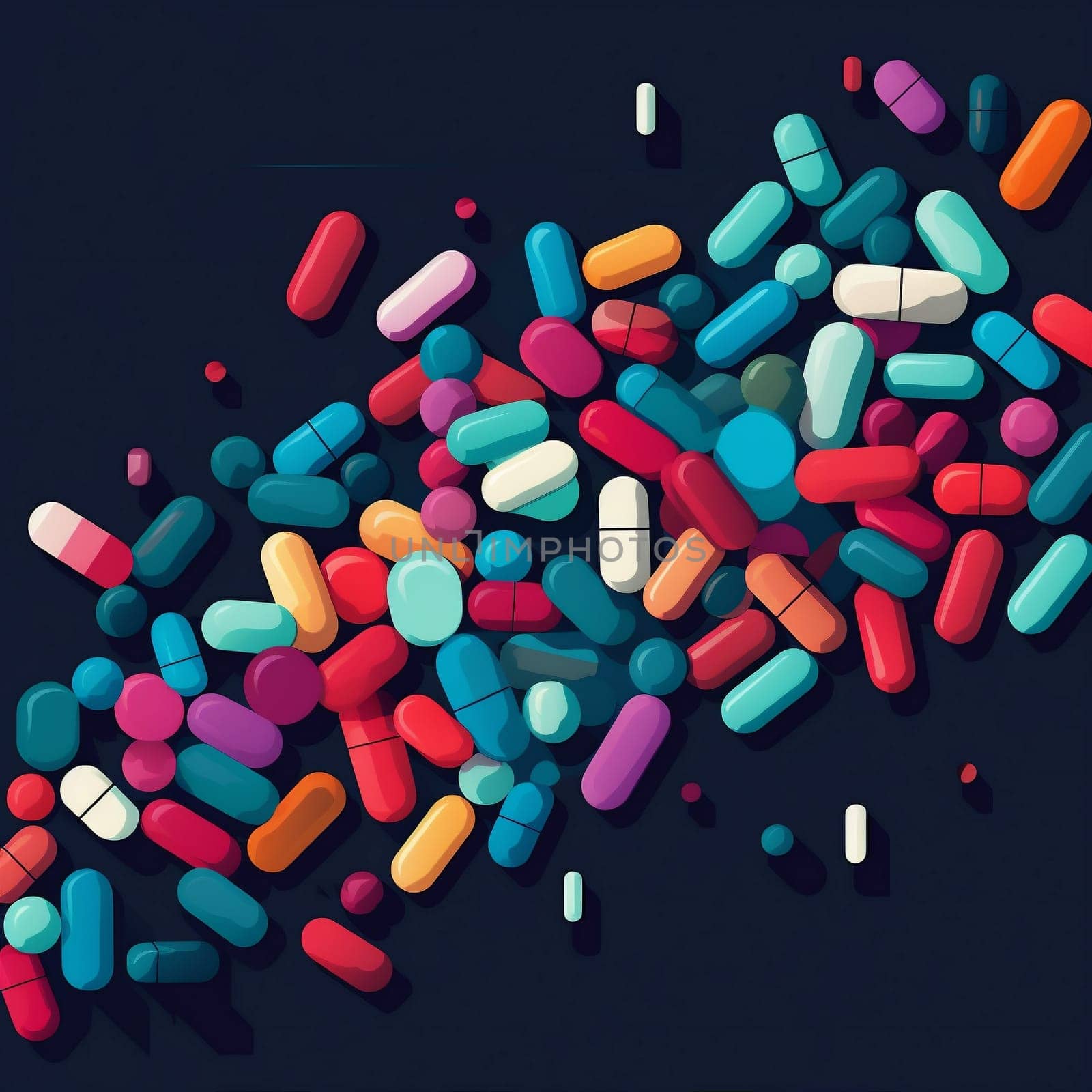 medication treatment care pharmacy colourful chemical capsule healthcare many illustration cure hospital pill medical round colours pharmaceutical drug tablet medicine. Generative AI.