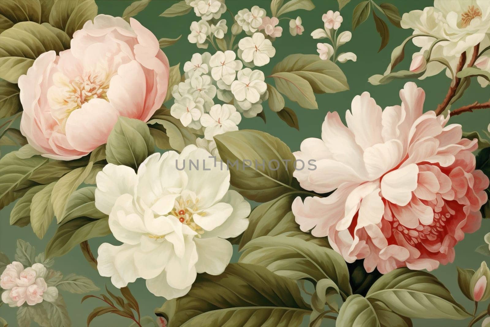 Flower seamless vintage wallpaper decorative art blossom pink design pattern by Vichizh