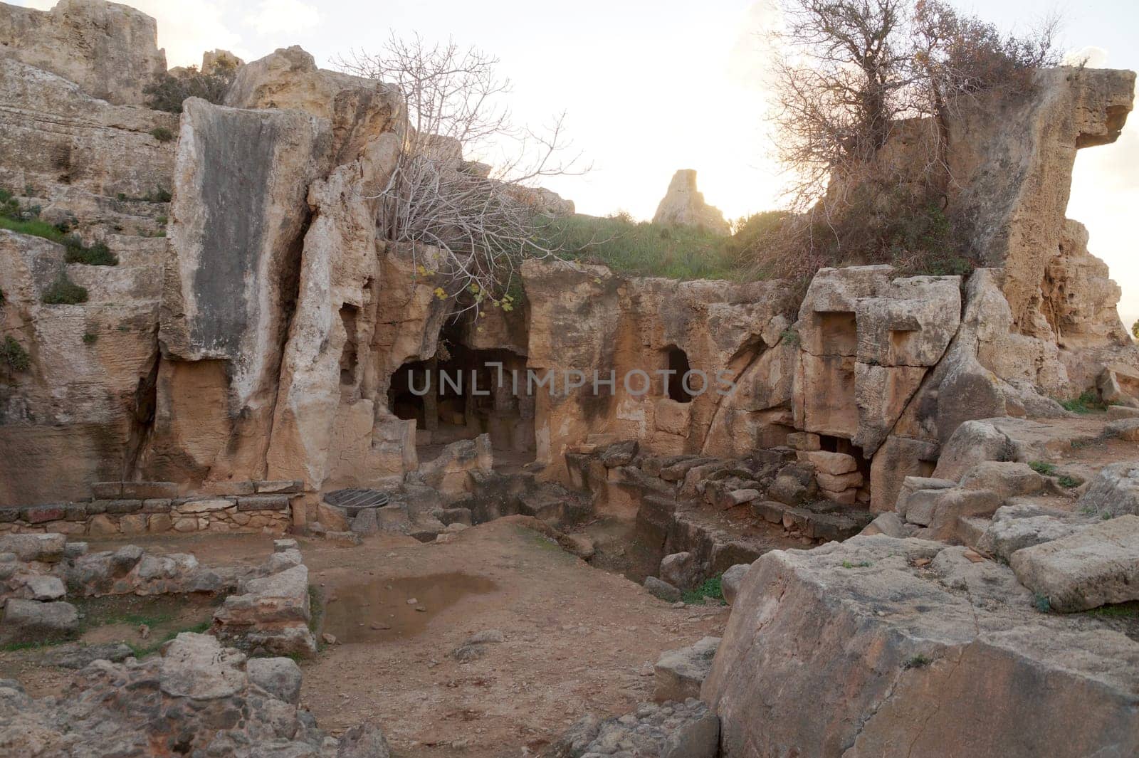 ruins of the royal tombs in Paphos, Cyprus.