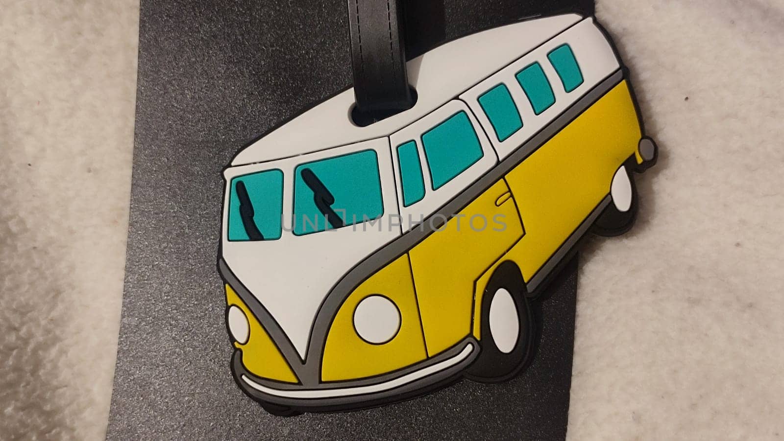 bus suitcase tag, tourism transport object. High quality photo