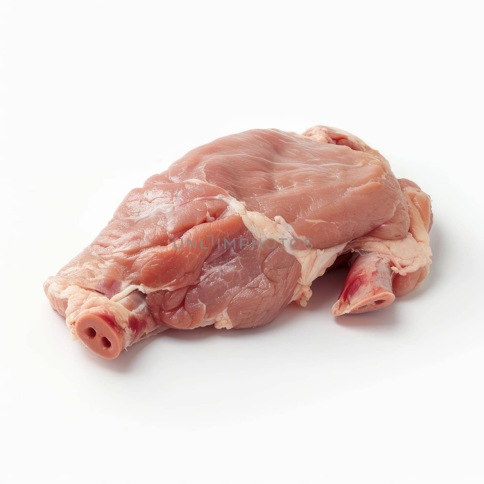 Fresh raw pork meat with bone isolated on a white background, ready for cooking
