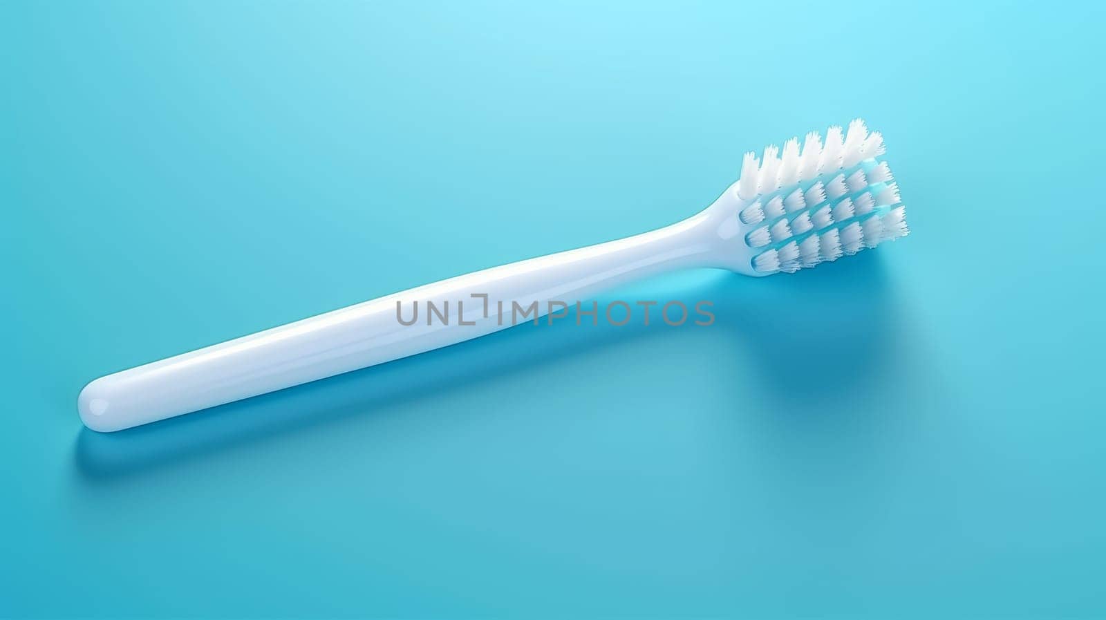 Close-Up of Toothbrush on Vibrant Blue Background.