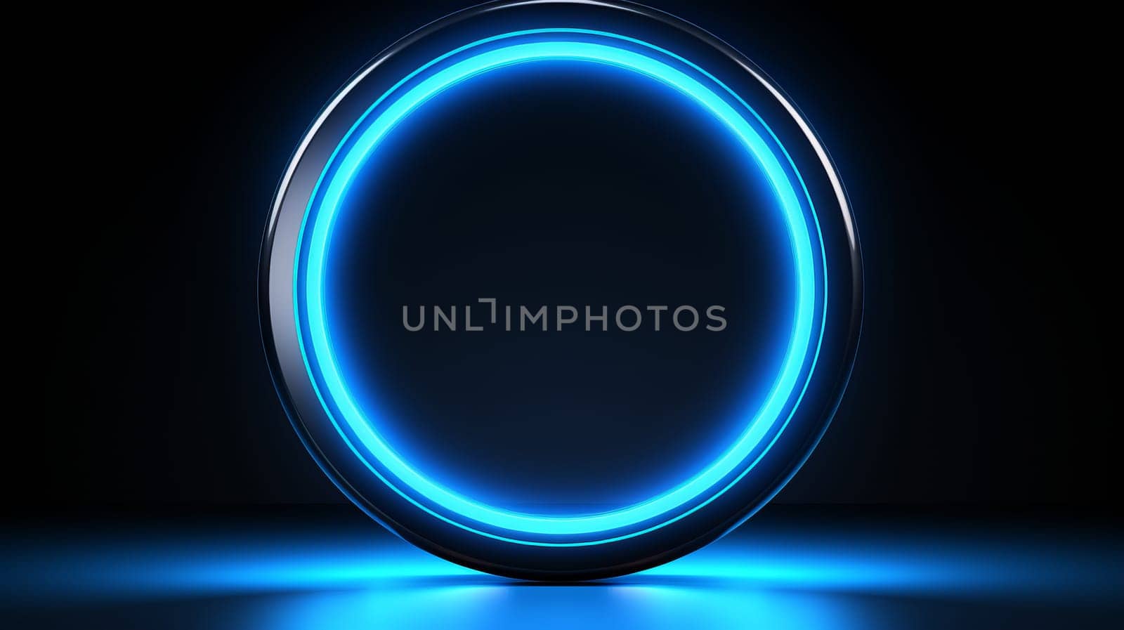Glowing Blue Circle on Black Background.