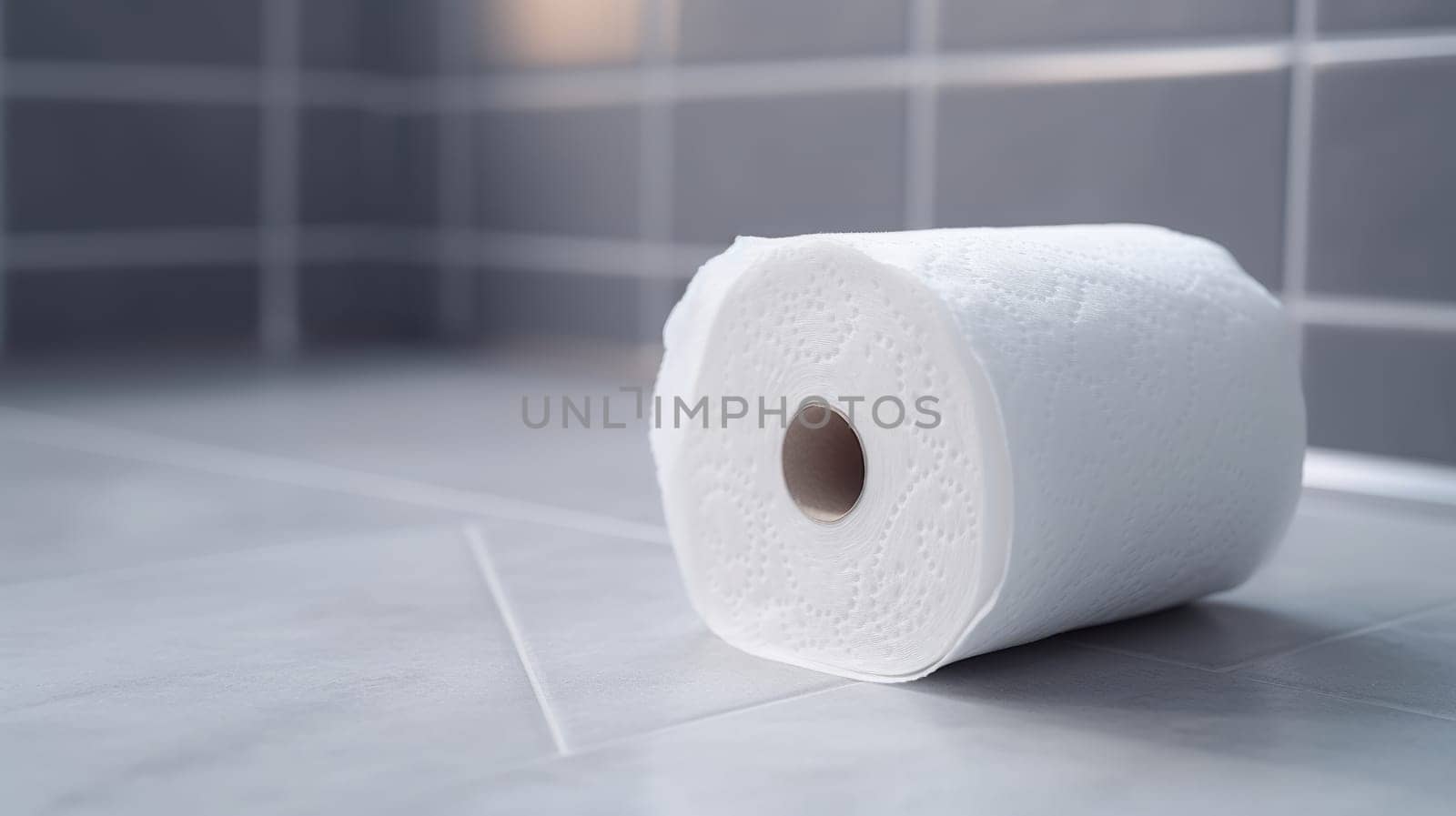 A Convenient Roll of Bathroom Tissue on a Clean Countertop.