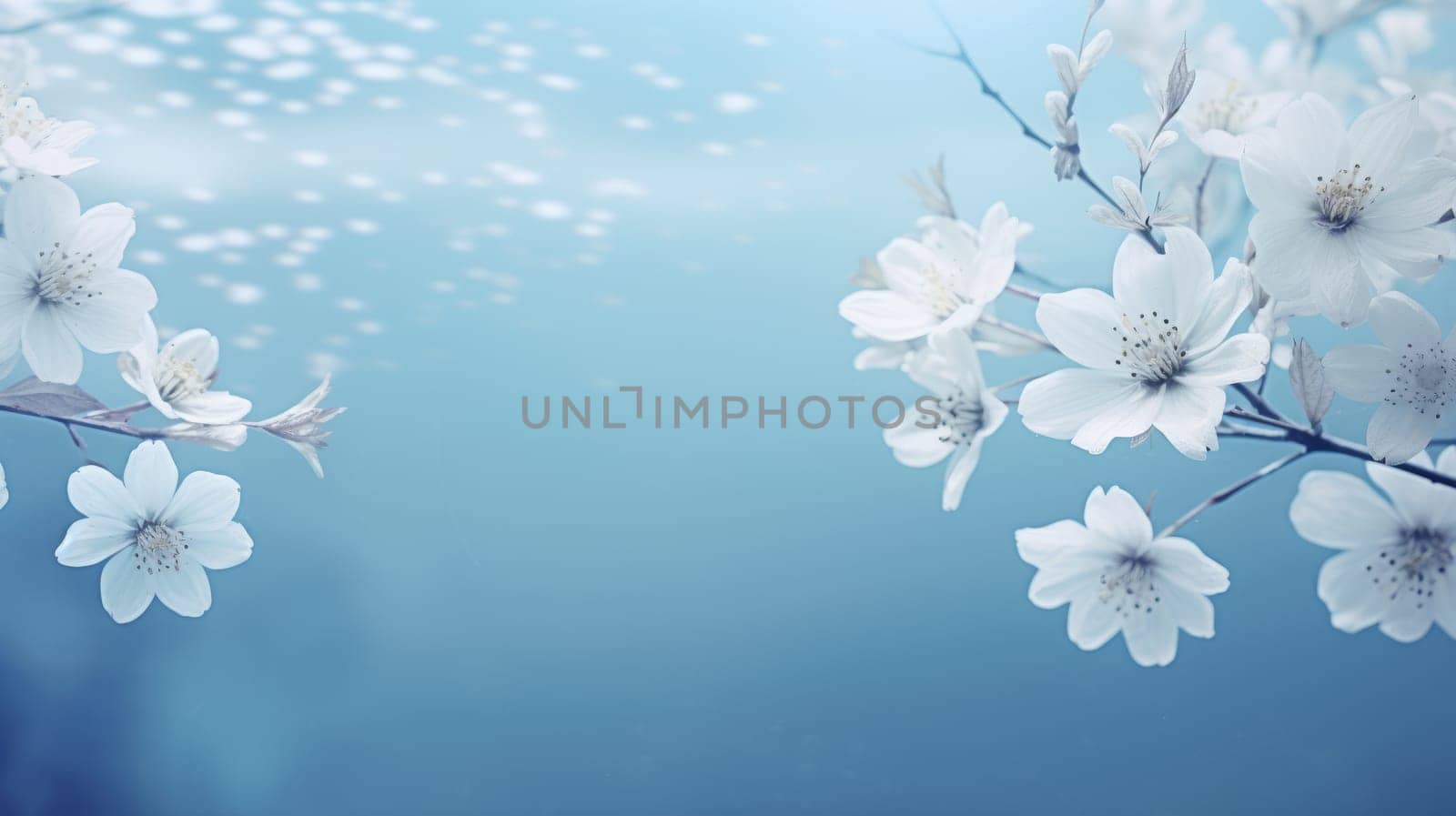 A white flowers on a blue background.