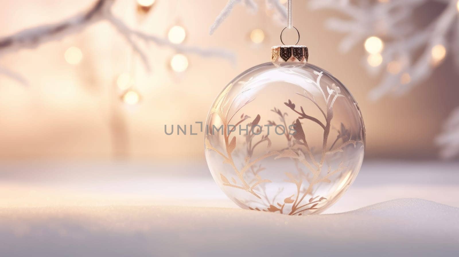 Glass Ornament Hanging From Tree.