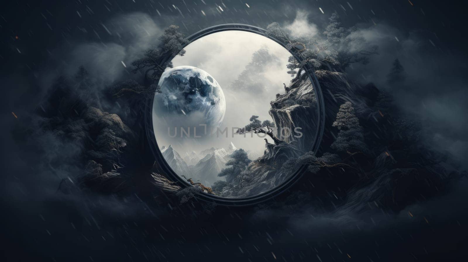 A Round Window with a Captivating Earth View.