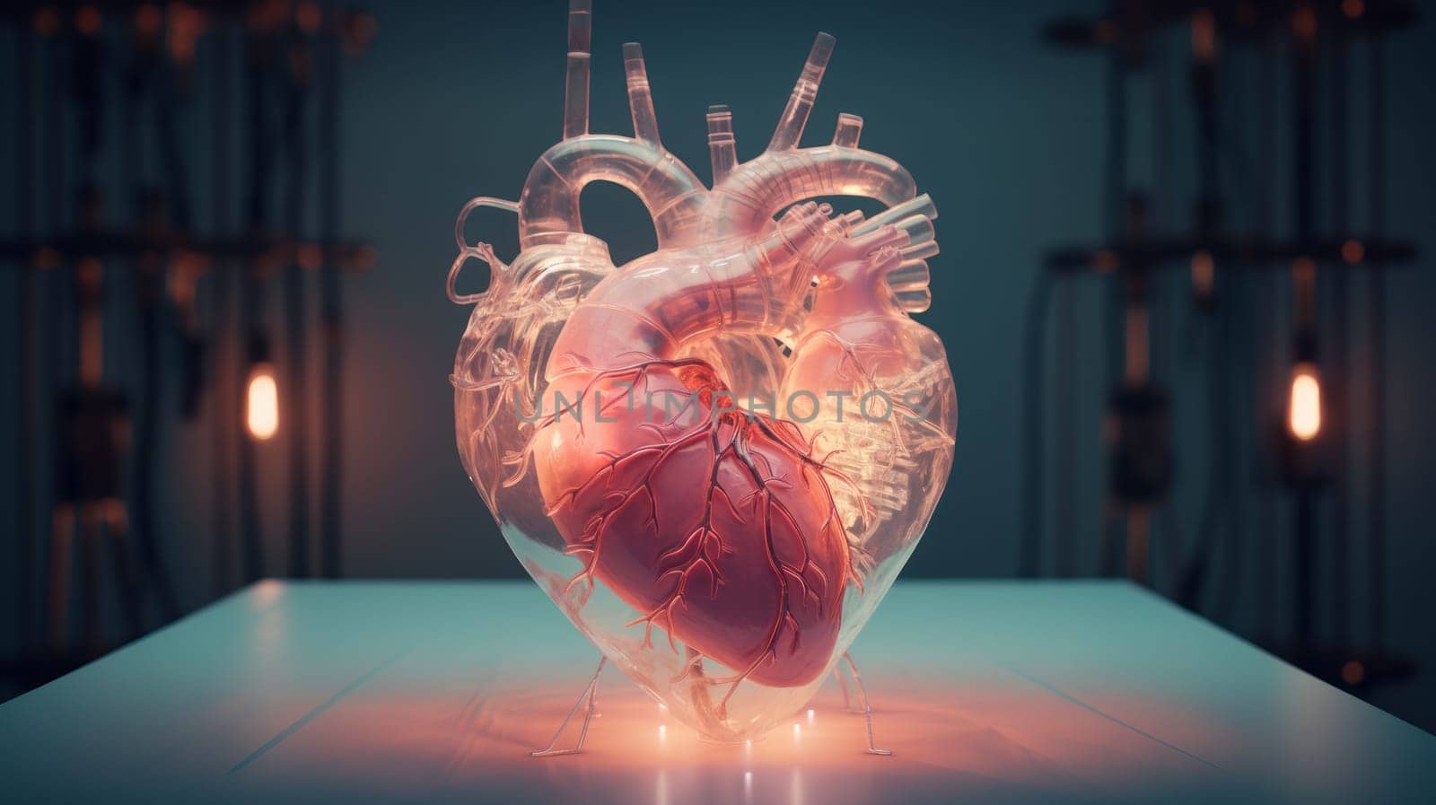 Model of a Human Heart Displayed on Table.