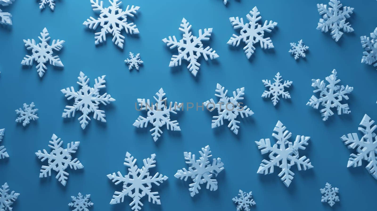 A group of snowflakes sitting on top of a blue surface.