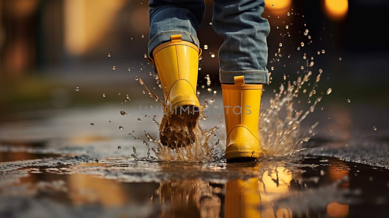 Splish-Splash! A Joyful Soul Dancing in Golden Rain Boots.