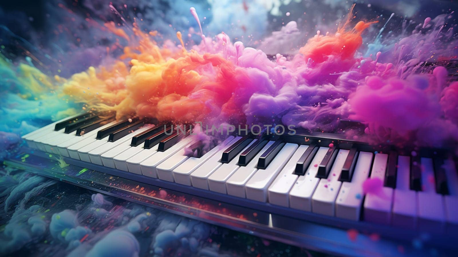 Colorful Smoke Dancing Above a Grand Piano.