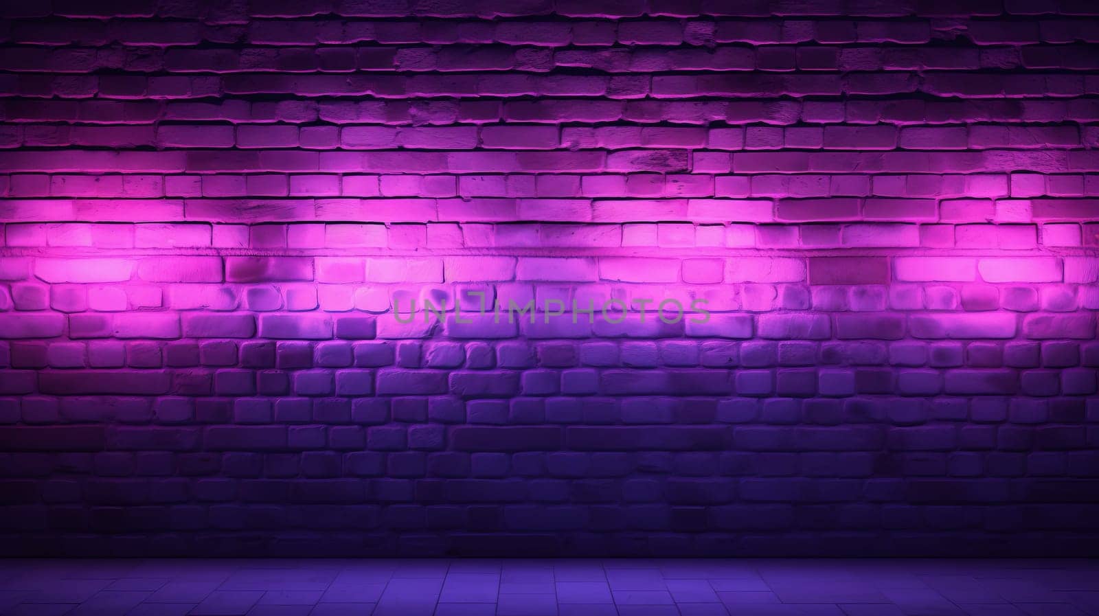 A Vibrant Purple Light Illuminates a Sturdy Brick Wall.