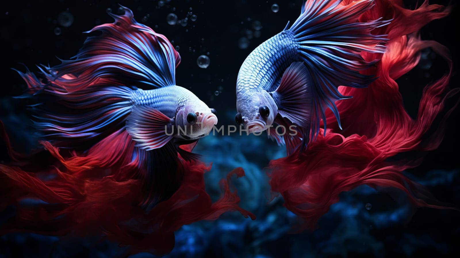 Two Siamese Fish with Vibrant Tails.
