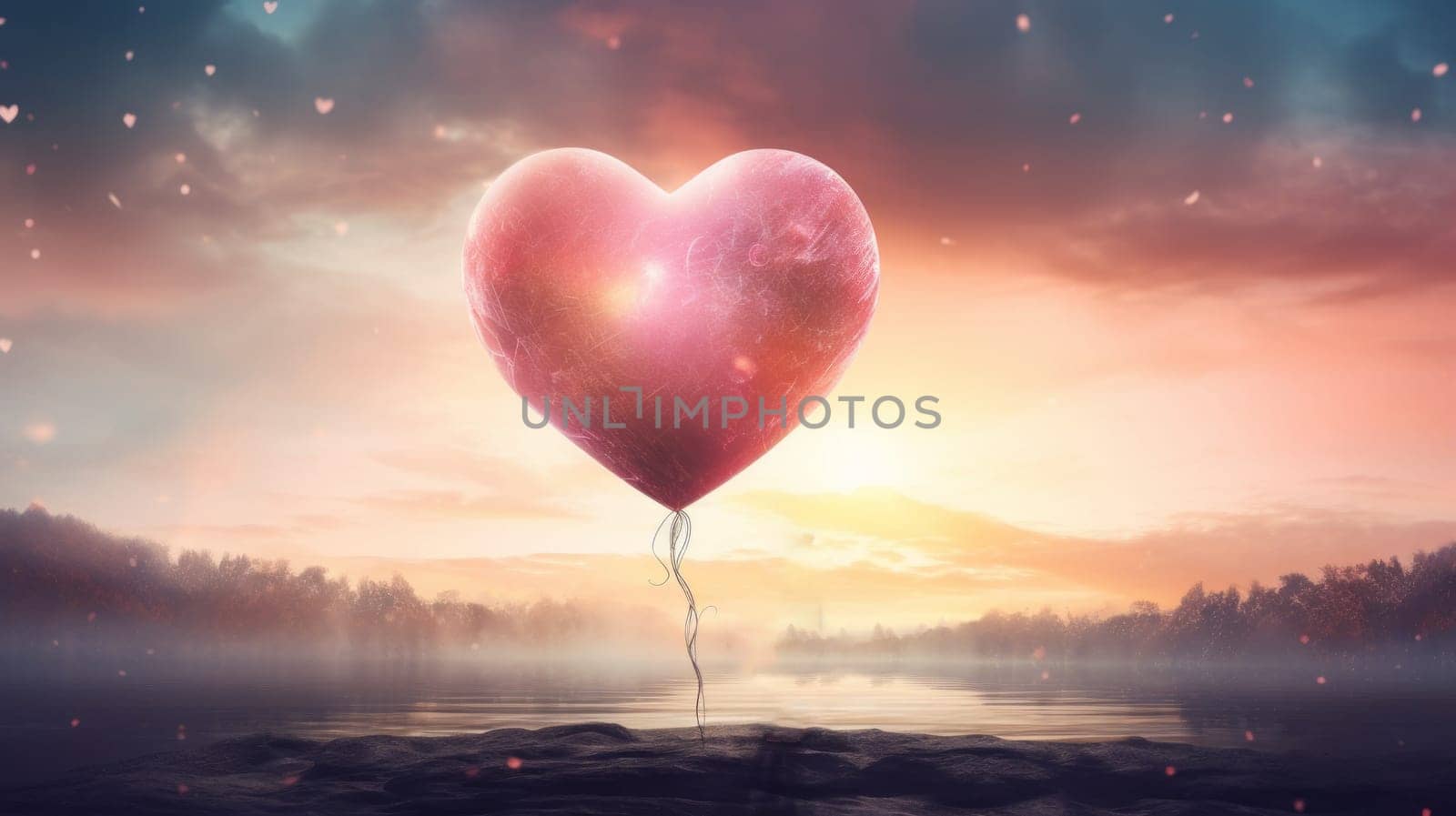 Heart Shaped Balloon Floating in Air.