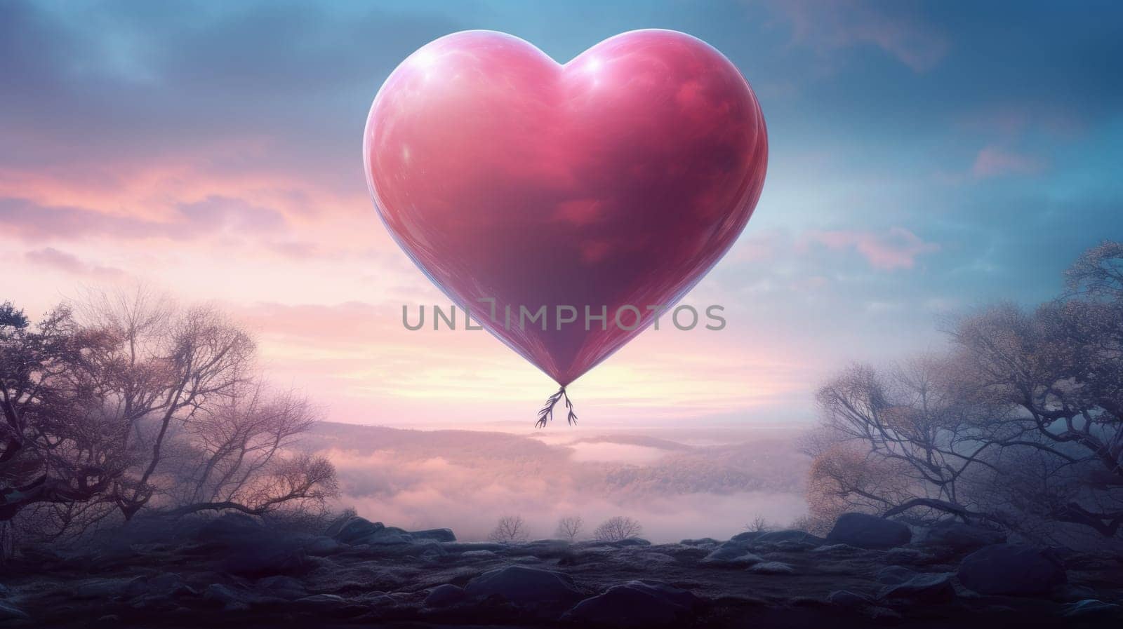 Heart-Shaped Balloon Floating in the Air.