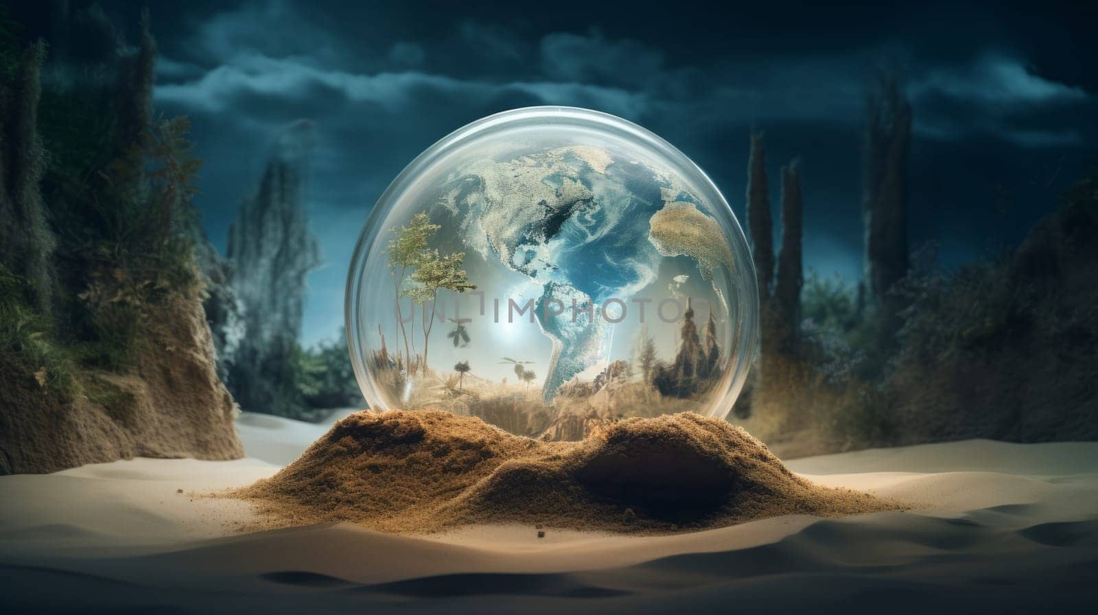A Desert Mirage: A Snow Globe Lost in an Arid Wasteland.