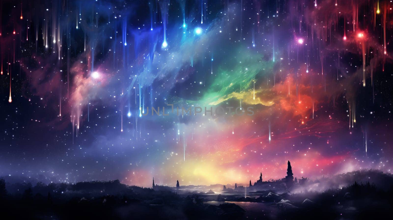 Colorful Sky Filled With Sparkling Nighttime Stars.
