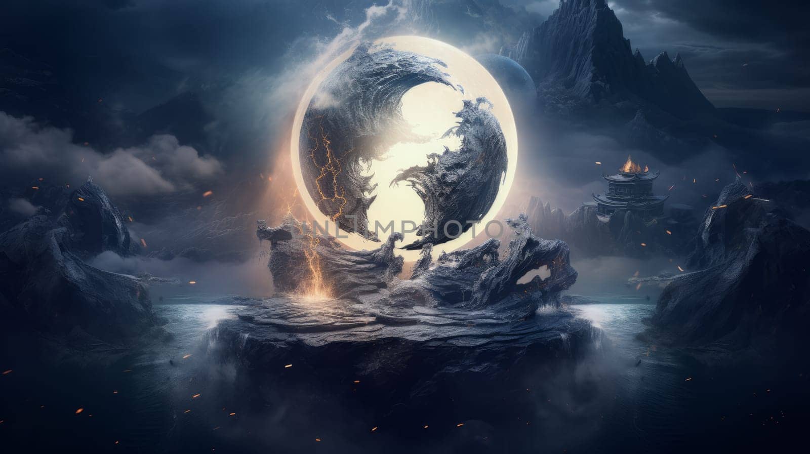 A Tranquil Earth Surrounded by the Serene Waters.