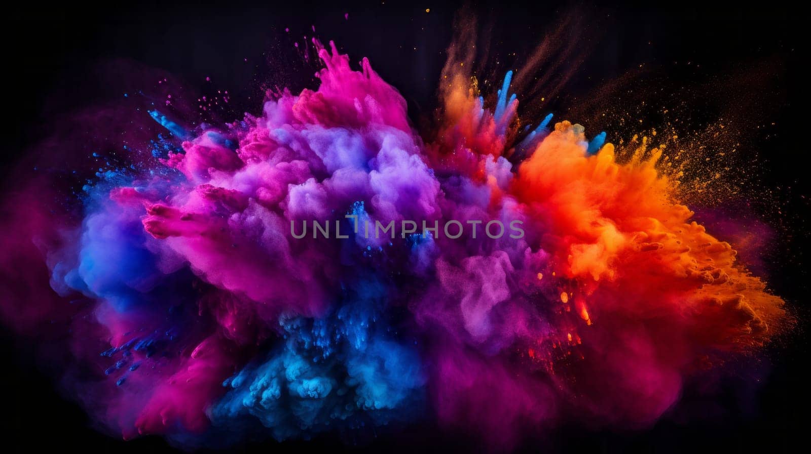 Colorful Powder Burst on a Dark Canvas.