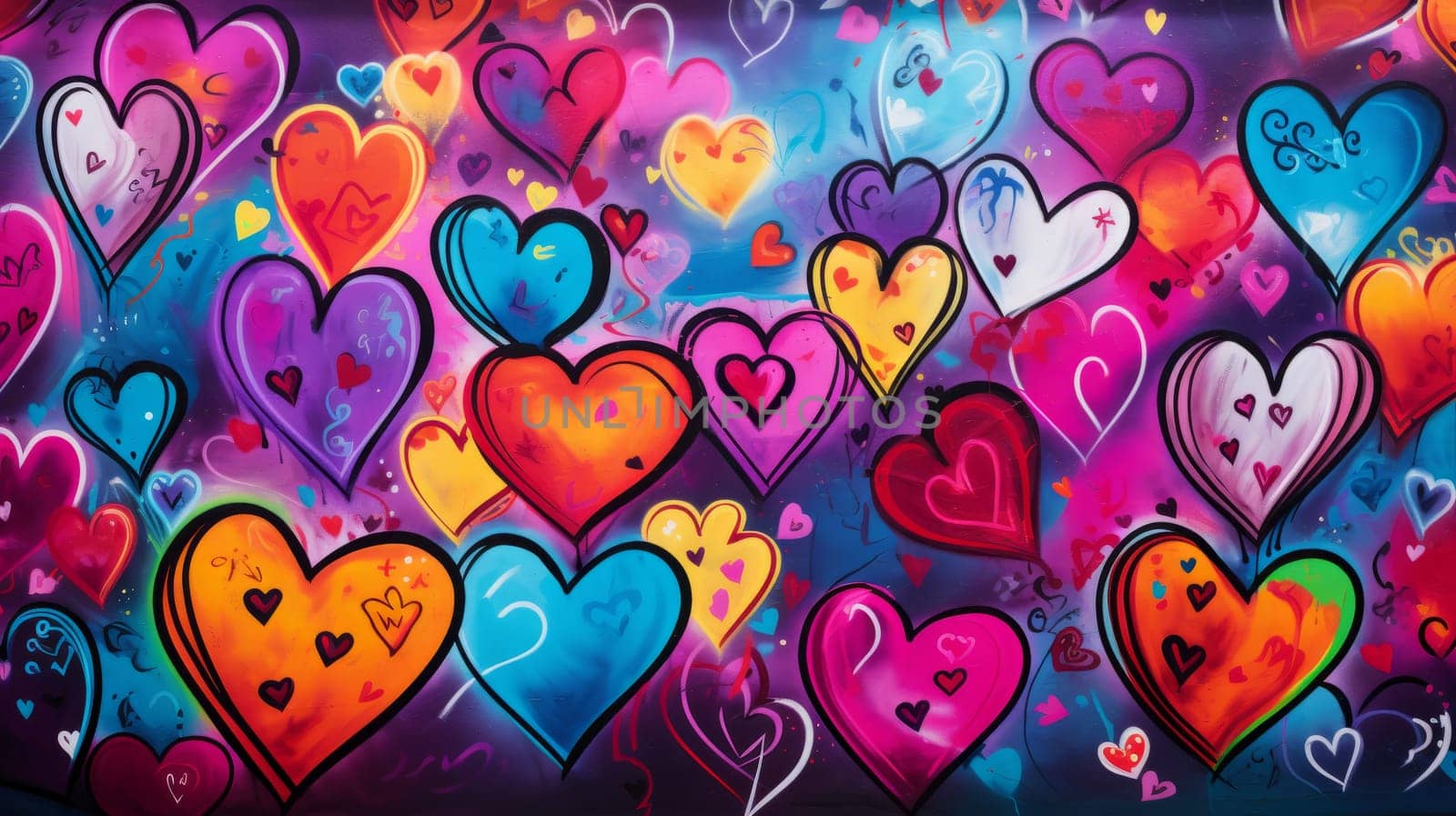 Colorful Hearts Adorning a Building in a Whimsical Display.