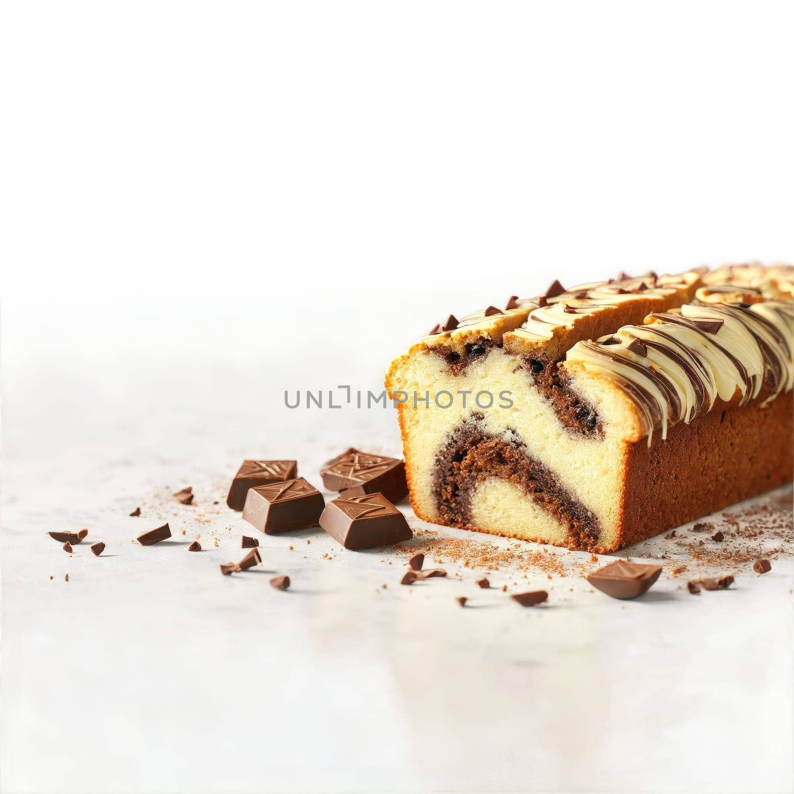 Keks marbled loaf cake slices chocolate and vanilla swirls Food and Culinary concept. Food isolated on transparent background.