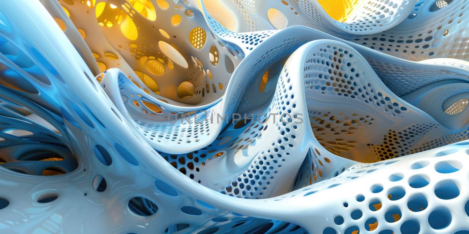 Abstract geometric design with organic forms and curves.