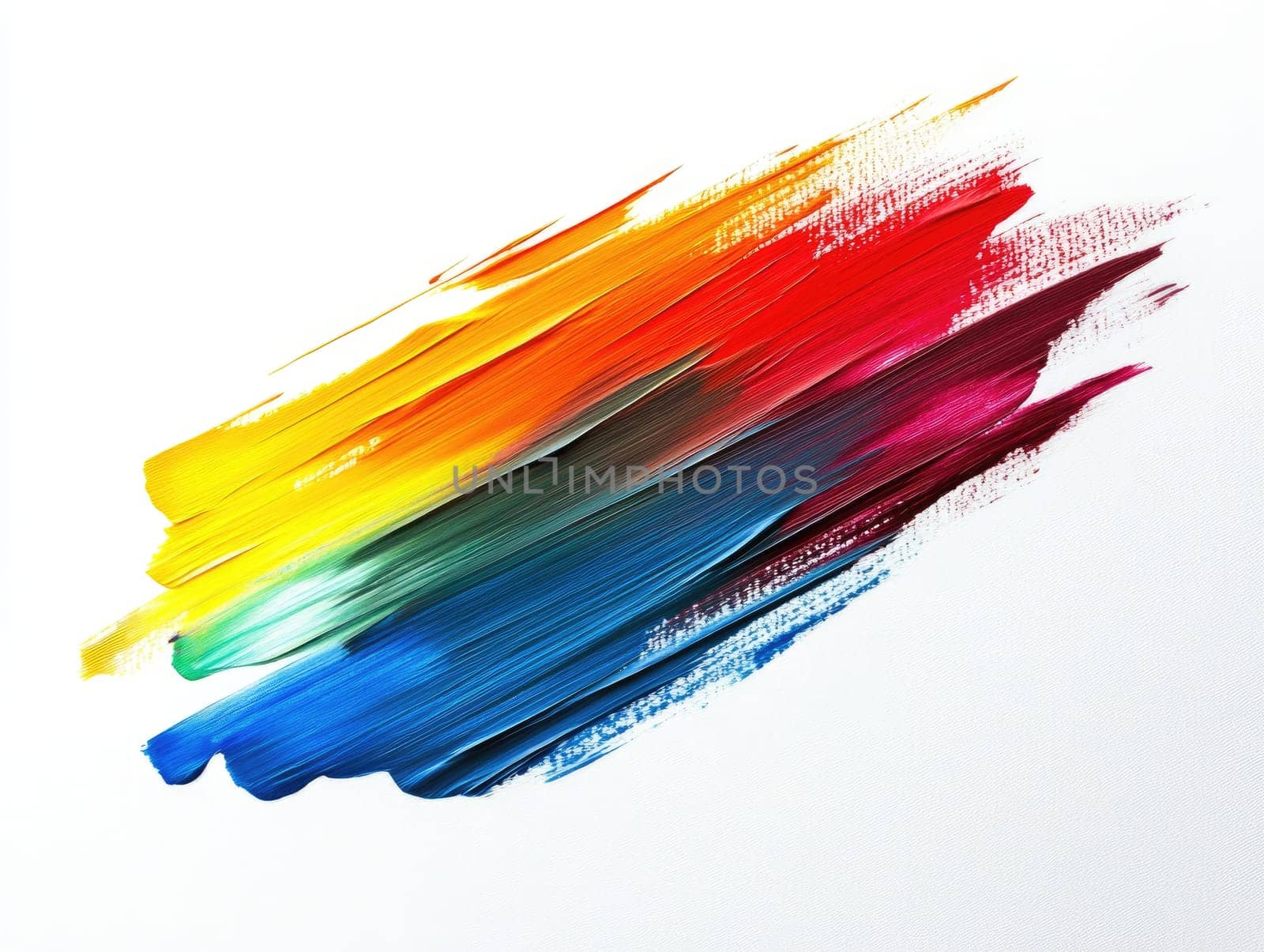 Vibrant paint brush stroke on white background - creative design element.