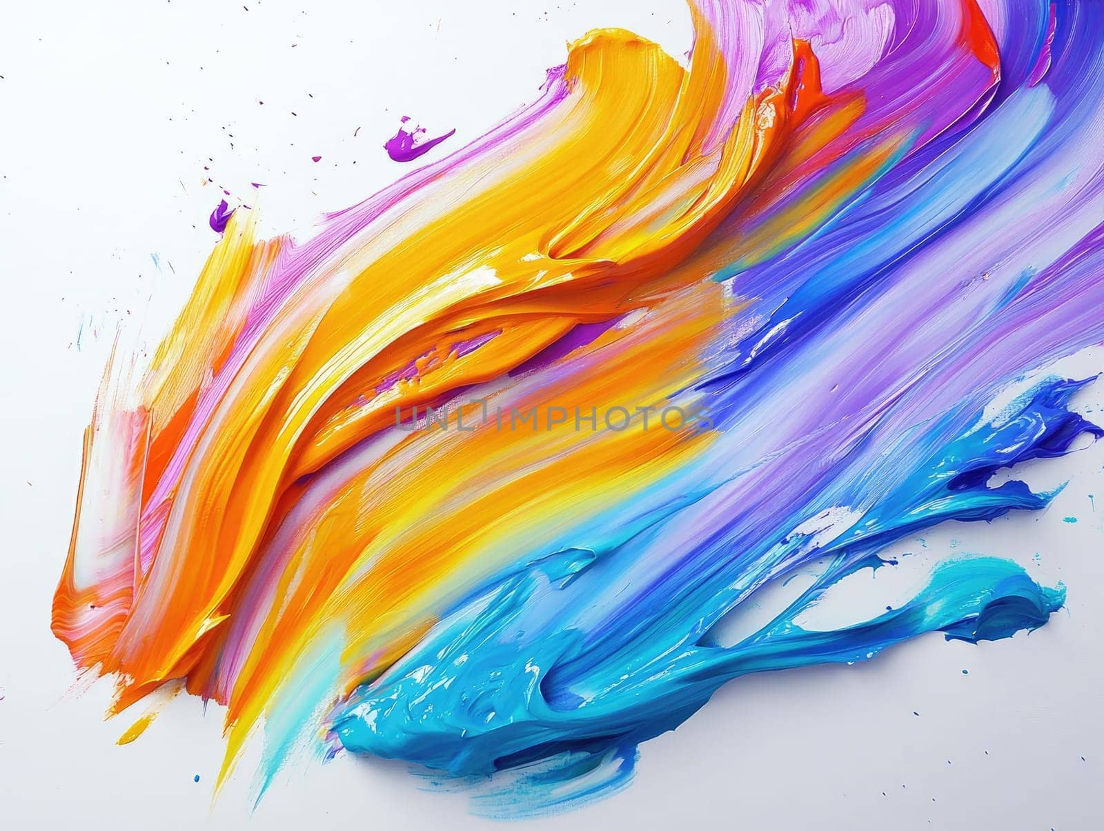Vibrant brush strokes on white background - abstract art for creative design.