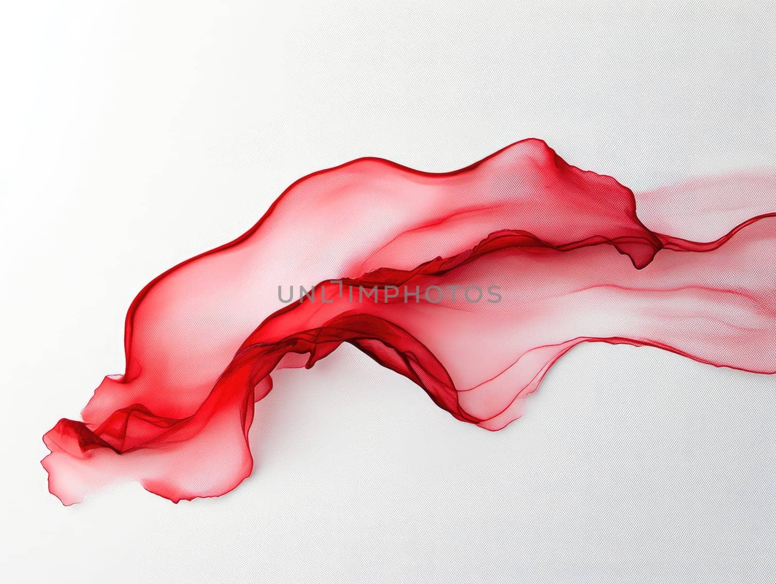 Elegant flowing red fabric on white background for design and decoration concepts.